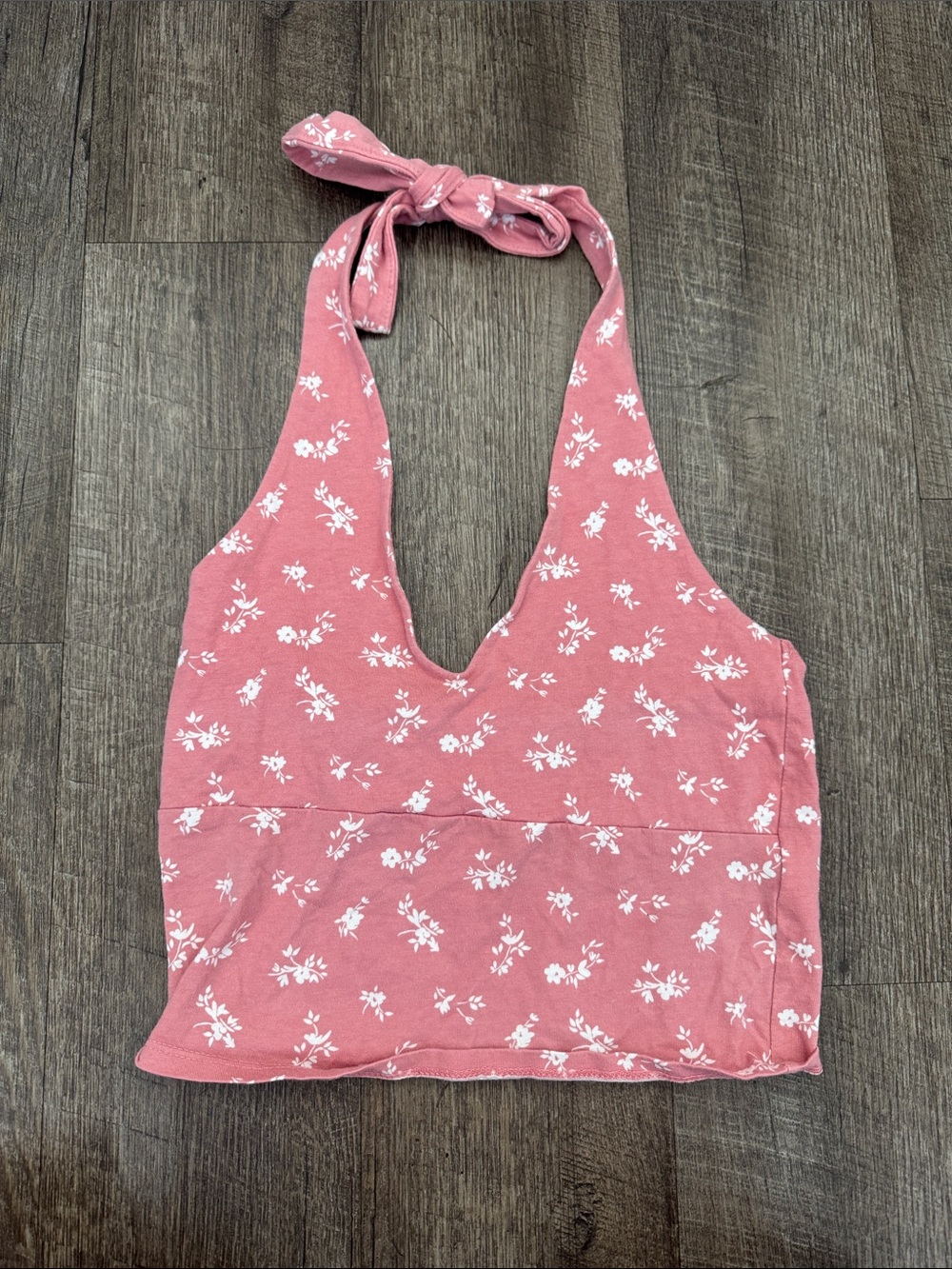 Hollister Dusty Rose Halter Floral Crop Top